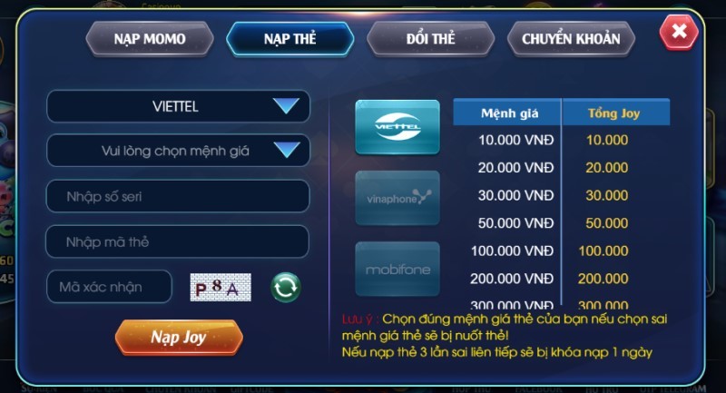 Joyvip – Ông trùm thế giới giải trí 4 Hình thức thanh toán vô cùng đa dạng và linh hoạt