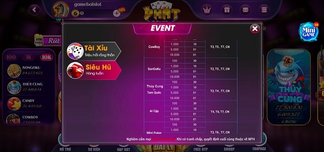Phat vin - Phát lộc mỗi ngày cùng cơn mưa tiền thưởng 3 Các sự kiện tại Phat vin diễn ra thường xuyên