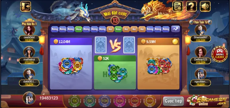 Cách chơi rồng hổ đại chiến tại 68 game bai